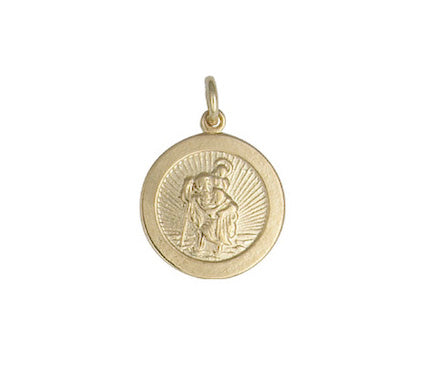 YELLOW GOLD SMALL CIRCULAR ST CHRISTOPHER