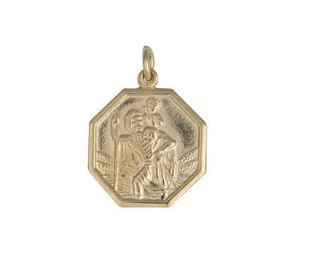 YELLOW GOLD SMALL OCTAGONAL ST CHRISTOPHER