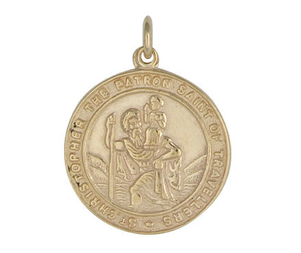 YELLOW GOLD LARGE CIRCULAR ST CHRISTOPHER