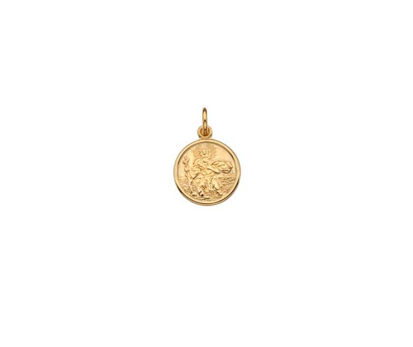 YELLOW GOLD 10.2 X 12.45 MM ROUND ST CHRISTOPHER