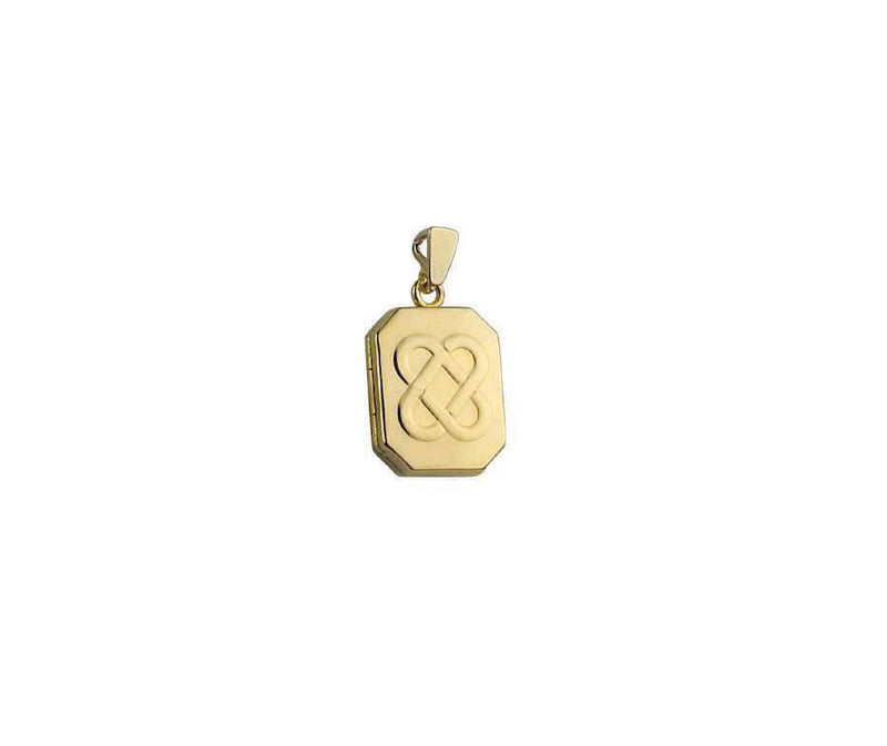 YELLOW GOLD RECTANGLE EMBOSSED LOCKET CELT KNOT