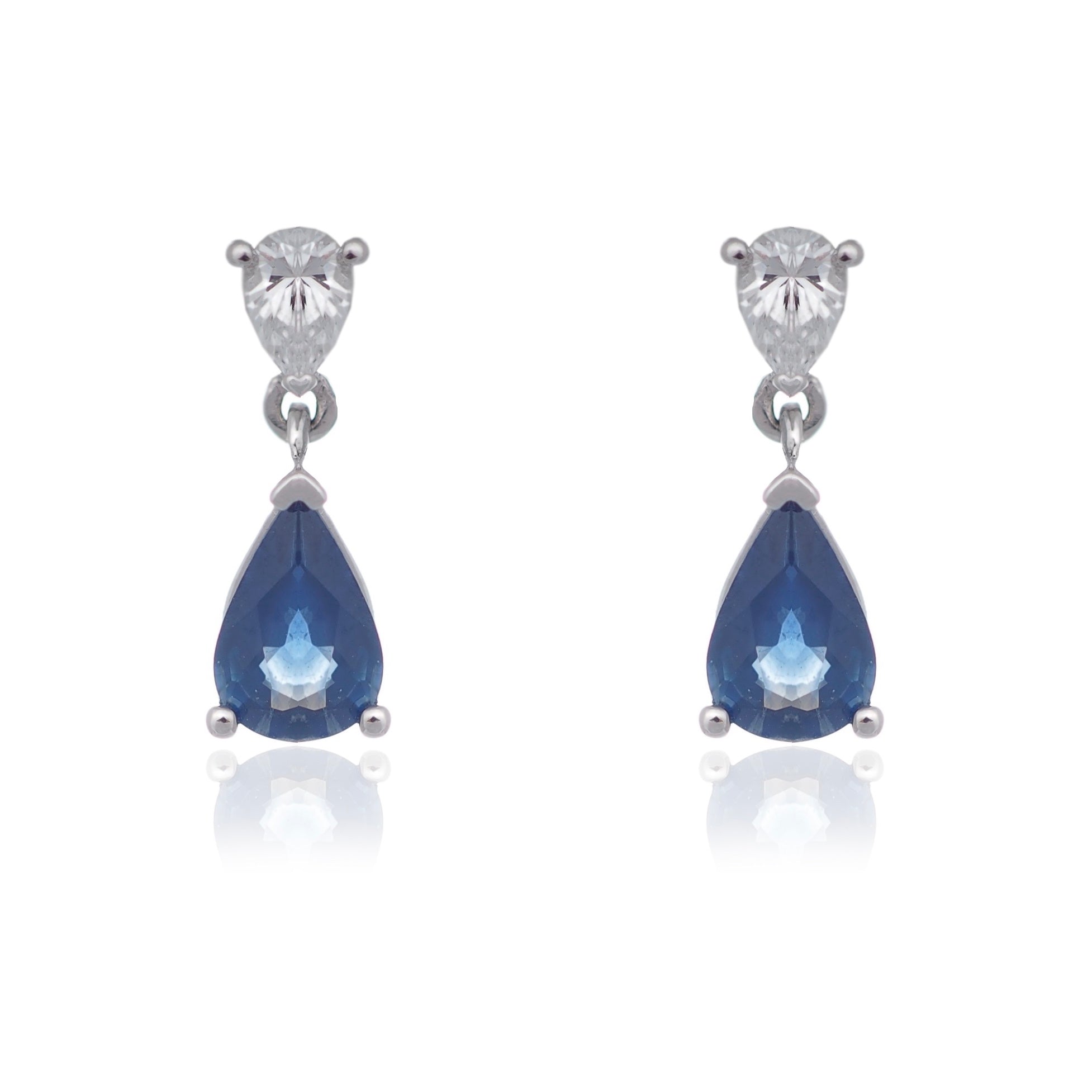 Pear cut Sapphire and Diamond drop earrings White Gold Harrogate Jewellers Fogal and Barnes 