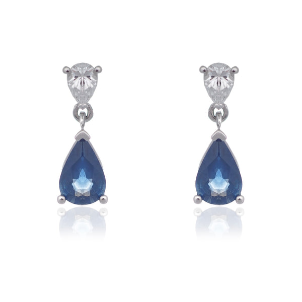 Pear cut Sapphire and Diamond drop earrings White Gold Harrogate Jewellers Fogal and Barnes 