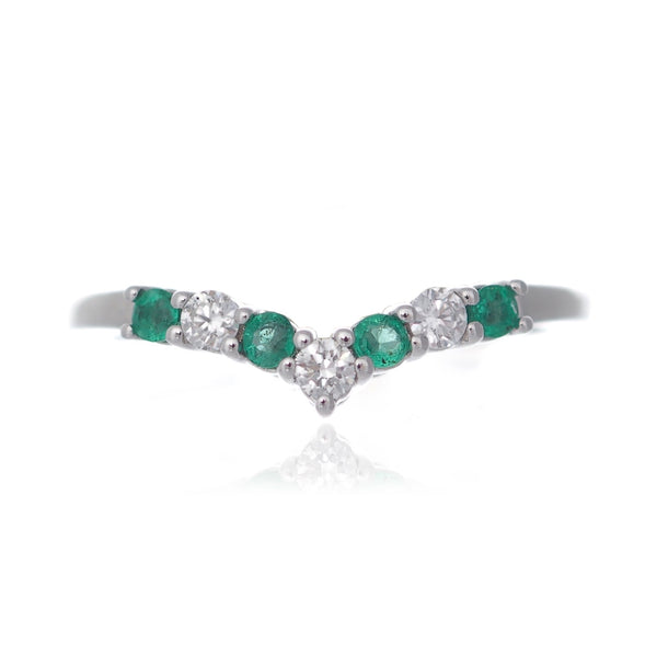 DIAMOND EMERALD WISHBONE RING Fogal Barnes