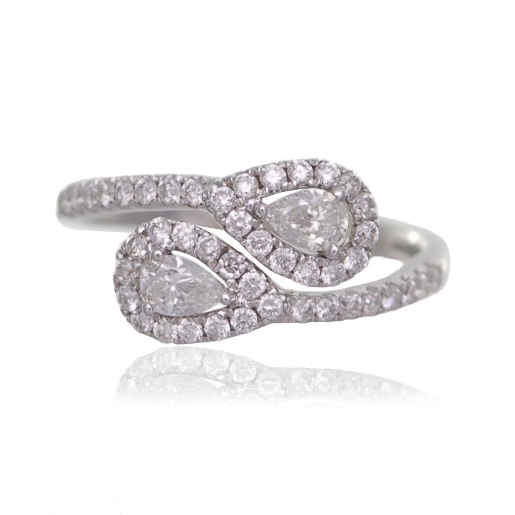DOUBLE PEAR CROSSOVER  DIAMOND RING
