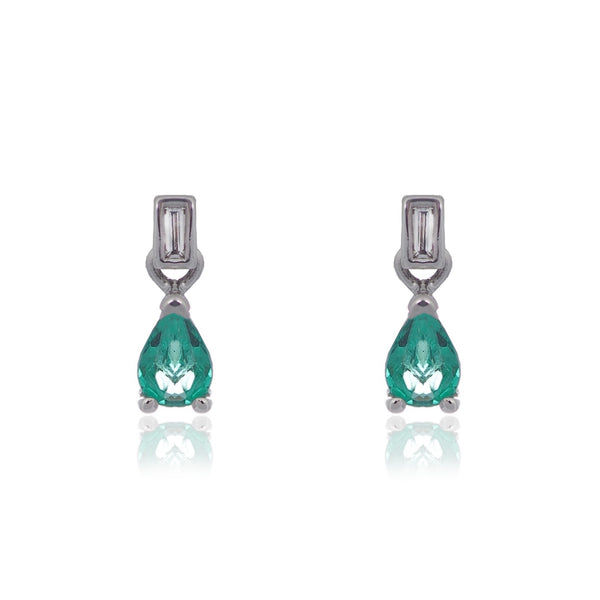 Pear cut Emerald and Diamond drop earrings white gold Harrogate Jewellers Fogal and Barnes