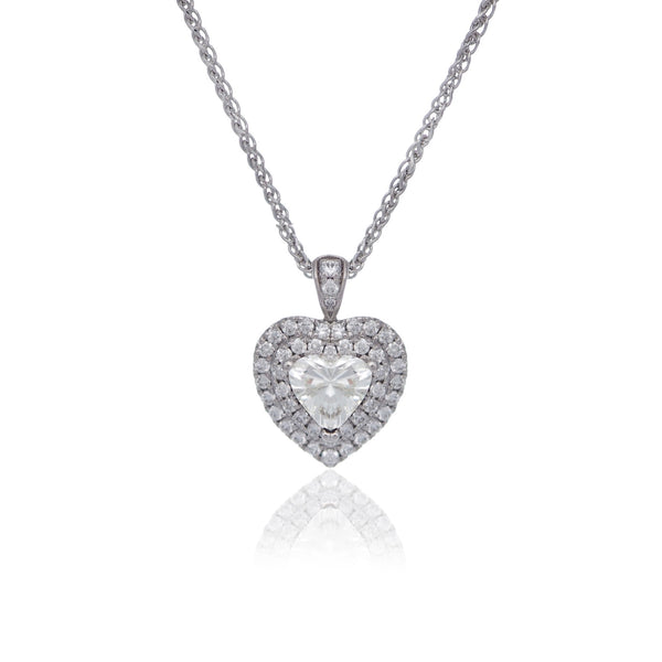 Heart shape diamond pendant double halo white gold Harrogate jewellers Fogal and barnes 