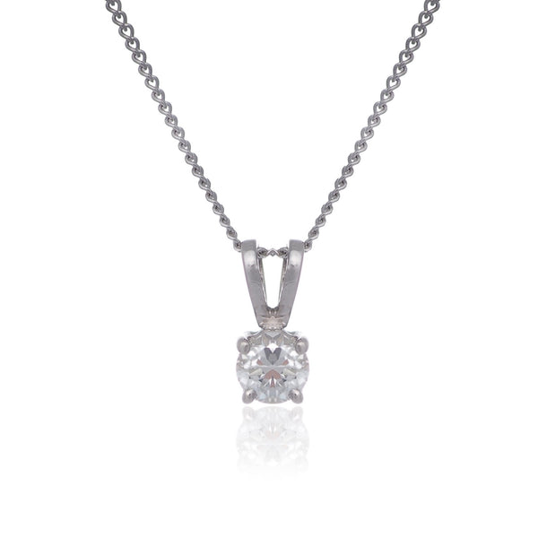 Classic round brilliant diamond pendant white gold necklace Harrogate jewellers Fogal and barnes 