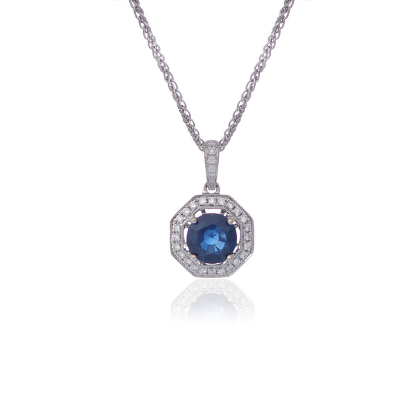 Sapphire and Diamond Necklace pendant white gold Harrogate Jewellers Fogal and Barnes