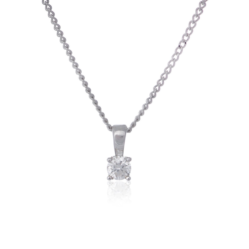 Classic diamond solitaire pendant necklace white gold harrogate jewellers fogal and barnes 