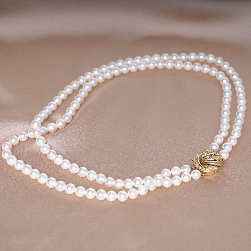 DOUBLE ROW PEARL NECKLACE